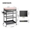 yanzhuen001 Kitchen Mobile Shelf, Kitchen Island Cart with Drawer, Rolling Kitchen Service Cart with Wooden Tabletop, 3-Tier Storage Cart on Wheels, with Hooks,Cart view 2
