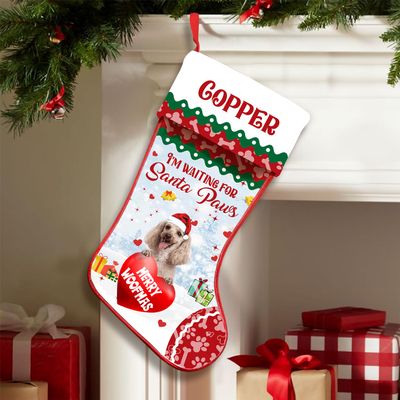 Love Signal Personalized Standard Poodle 1 Stockings Christmas, I'm Waiting for Santa Paws Dog Stocking, Custom Christmas Stockings for Pet Lover, Funny Gifts for Dog Mom Dog Dad