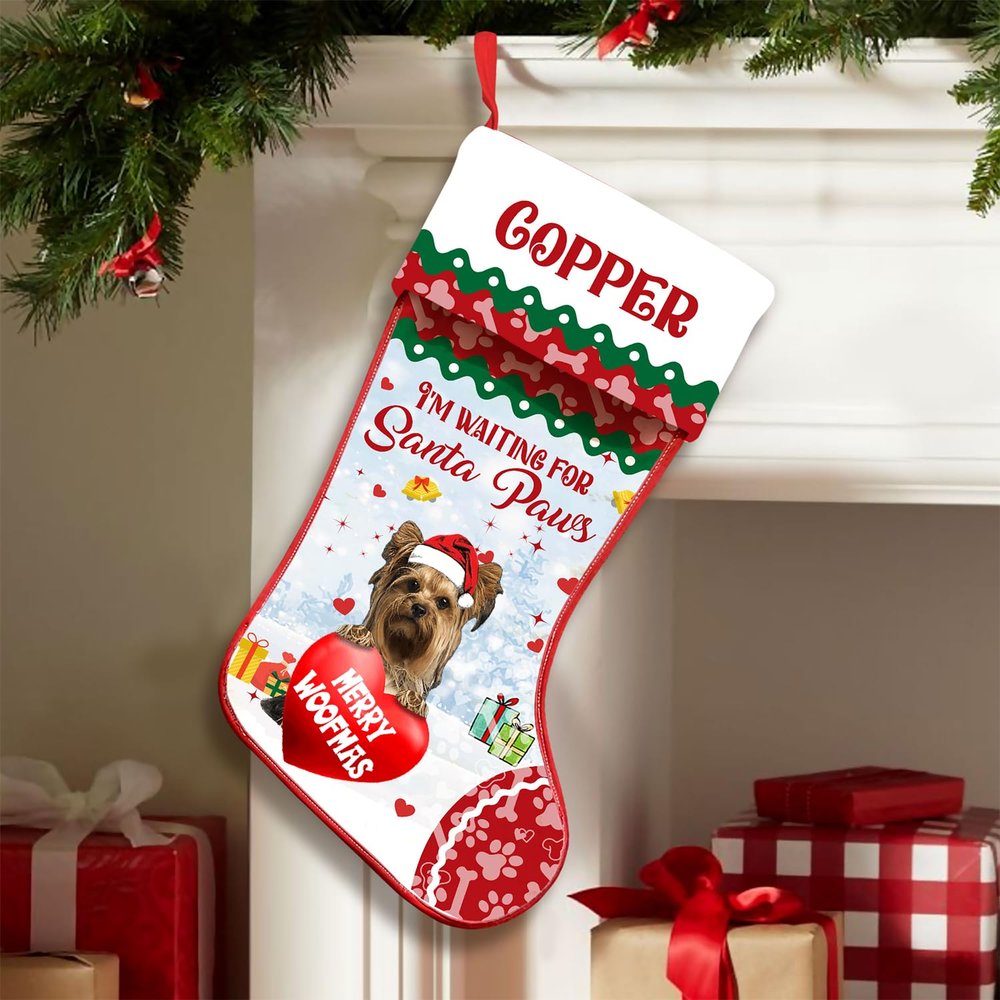 Love Signal Personalized Yorkshire Terrier Stockings - Custom Christmas Stockings for Pet Lovers, Funny Gifts for Dog Mom & Dad
