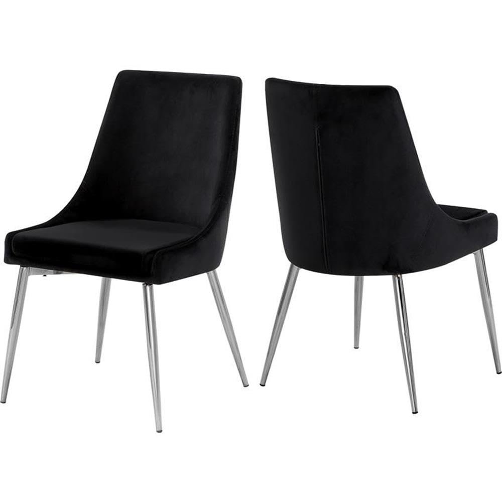 MAKLAINE Contemporary Upholstered Black Velvet Dining Chair (Set of 2)