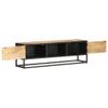 ANYCHOLE TV Stand with Carved Door 51.2"x11.8"x15.7" Rough Mango Wood,Rustic Wooden TV Stand with Ample Storage for Entertainment Units Living Room Furniture, TV Benches, TV Stands view 2