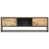 ANYCHOLE TV Stand with Carved Door 51.2"x11.8"x15.7" Rough Mango Wood,Rustic Wooden TV Stand with Ample Storage for Entertainment Units Living Room Furniture, TV Benches, TV Stands view 3