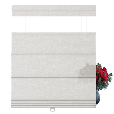 BERISSA Light Filtering Roman Shades for Windows Cordless, Top Down Bottom Up Roman Blinds, Thermal Insulated Room Darkening Window Shades for Home Living Room Bedroom, Marble White,40" W x 56" H