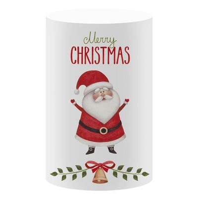 Aerdce Christmas Santa Claus Cylinder Pedestal Table Covers for Xmas Holiday Happy New Year Party Decorations Stretchy Cylindrical Stand Covers Tablecloth Decoration Props
