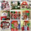 Aerdce Christmas Santa Claus Cylinder Pedestal Table Covers for Xmas Holiday Happy New Year Party Decorations Stretchy Cylindrical Stand Covers Tablecloth Decoration Props view 3
