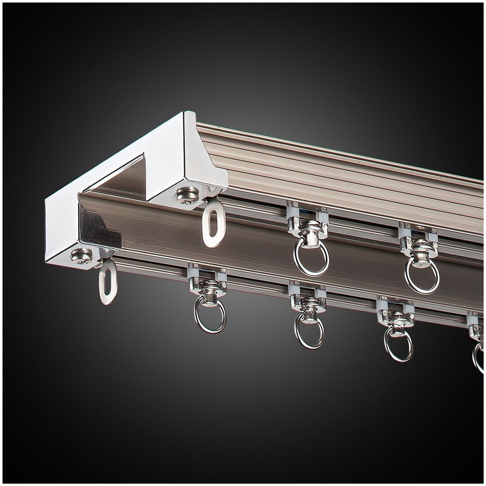 Double Tracks Curtain Track(3.2ft-19.6ft), Ceiling Track for Curtains, Aluminum Curtain Track, with Installation Material, for Shower Bay Window RV Curtain Room Divider(Gold,2m/6.56FT(2 * 1m))