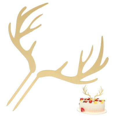 COLLBATH Christmas Antlers Shape Cake Topper Cupcake Toppers Food Picks Party Decorations