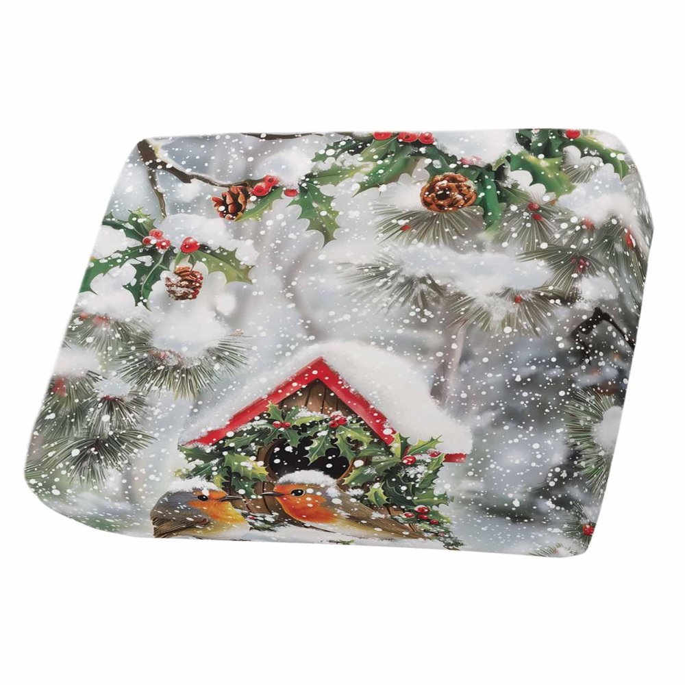 Christmas Sofa Couch Cushion Covers Washable, Removable Stretchable Sectional Couch Covers, Xmas Snowflake Birds Farmhouse Pine Cones Slipcovers for L & T Shape Sofa Furniture Protector S Size 1 pc
