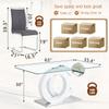 63'' Glass Dining Table Set for 6, Kitchen Table Chairs Set of 6, Clear Glass Dining Table with White unique design Leg and Silver Metal Base, 6 PU Dining Chairs with Metal Legs, Living Room, Kitchen. view 3