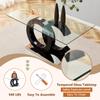 63'' Glass Dining Table Set for 6, Kitchen Table Chairs Set of 6, Clear Glass Dining Table with Black unique design Leg and Silver Metal Base, 6 PU Dining Chairs with Metal Legs, Living Room, Kitchen. view 4