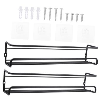 COLLBATH 2pcs Wall-mounted Seasoning Bottle Rack Stylish Kitchen Storage Shelves for Spices and Sauces Space-saving Design Black for Organizing Kitchen Cabinets