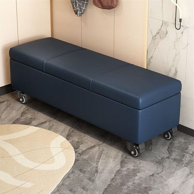 GOIPNGPK End of Bed Storage Bench, Contemporary Rectangle Storage Ottoman Bench with Upholstered, Rectangular Storage Ottoman with Lid for Entryway(Blue,40cm/15.7in)
