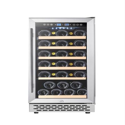 Wine Fridge, 28 Bottle Wine Cooler 34-65 Beverage Wine Refrigerator, Tempered Glass For Red Wine, Champagne, Adjust Temperature, Led Touch, Built-In or Freestanding for Bar, Home, Condo