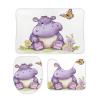 Bathroom Rug Butterfly and Hippo 3 Pieces Bathroom Rugs Bath Set Non-Slip Ultra Soft Carpet Mats Absorbent with U-Shaped Toilet for Toilet Bath Mat Set view 1