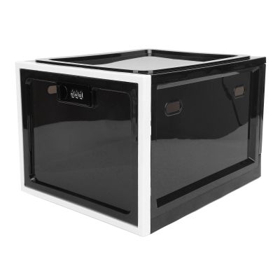 PUSOKEI Box with Lock, Easy to Use, Abrasion Plastic Refrigerator Lock Box, Enough Storage Space for Office (Black and White Frame)