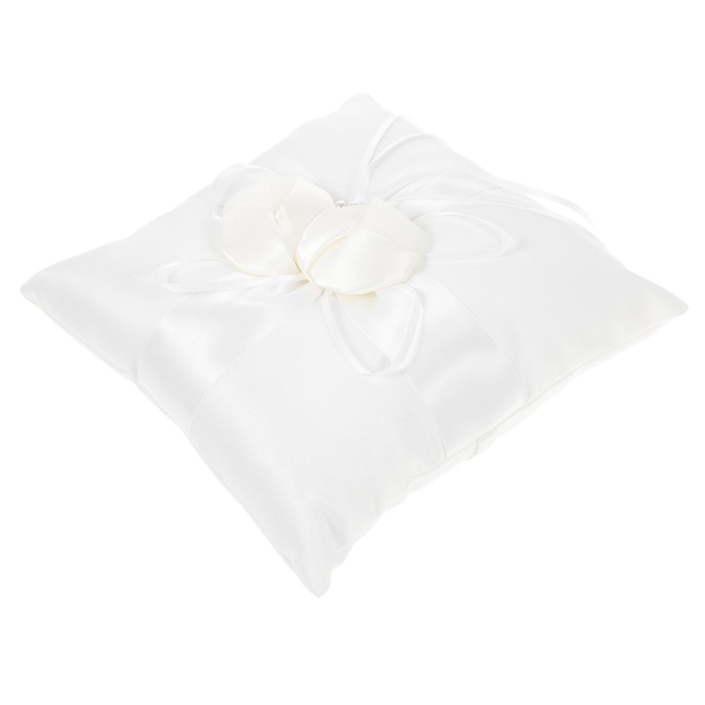 PRETYZOOM Lovely Flower Buds Faux Wedding Pillow Cushion Elegant Pocket Decor with Satin Ribbons for Bridal Ceremony and Engagement