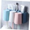 COSMEVIVI Wall-Mounted Toothbrush Holder with Tooth Mug Cup PP Plastic Organizer for Bathroom Suction Cup Design Space-Saving Toothpaste Rack for Family Use view 3