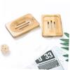 WOONEKY 2pcs Wood Soap Holder Bar Soap Tray for Kitchen Bathroom and Travel Water Draining Design Compact and Reusable view 4