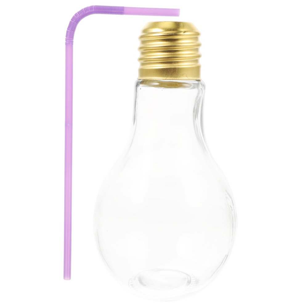 BRIGHTFUFU Light Bulb Shaped Glass Bottle Fun Drinking Glasses for Beers Cocktails and Party Favors Includes Reusable Straw Unique Design for Creative Entertaining Random Style
