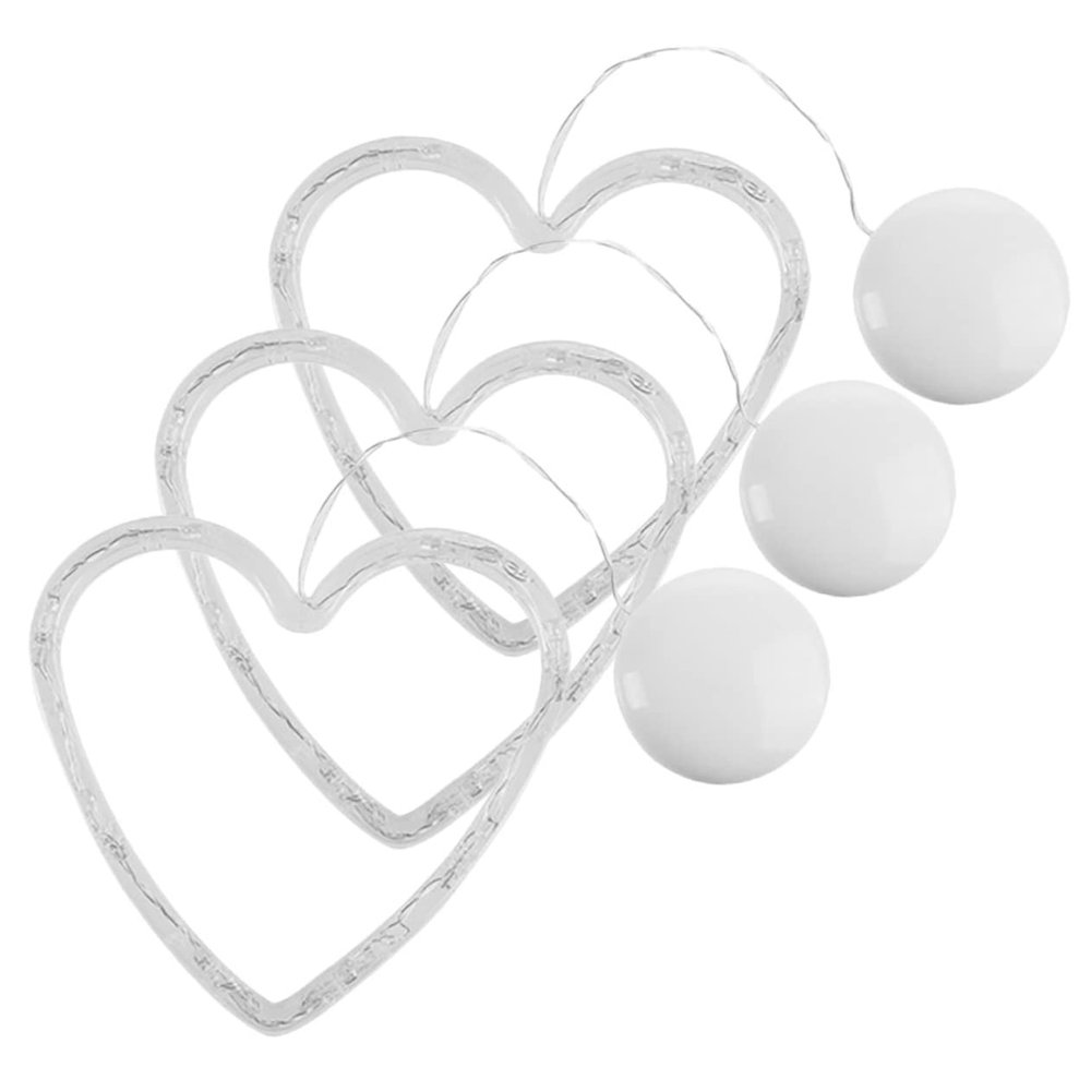 TOBBOMEY 3pcs Heart Shaped Window Lights with Cup Battery Operated Valentine Decorations for Home Party Wedding Elegant Hanging Lamps to Brighten Your Valentine Day