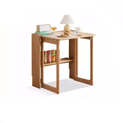 XUNTING Kitchen Tables Solid Wood Small Apartment Dining Table Storage Nordic Oak Desk Modern Simple Dining Table Log Folding Table Breakfast Table
