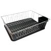 16 Inch Chrome Dish Rack with Black Draining Tray view 1