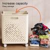 CLLXDZ Collapsible Laundry Baskets, Laundry Basket with Wheels, Foldable Laundry Basket, with Wheels and Handles, It is Easy to Move and can be Folded to Save Space(White,38x21x50cm/15x8.2x19in) view 3
