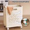 CLLXDZ Collapsible Laundry Baskets, Laundry Basket with Wheels, Foldable Laundry Basket, with Wheels and Handles, It is Easy to Move and can be Folded to Save Space(White,38x21x50cm/15x8.2x19in) view 4