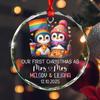 Lesbian Pride Mrs & Mrs Glass Xmas Ornament 2026, Personalized Our First Christmas As Mrs & Mrs Penguin Ornaments, Customized Names Mrs Mrs Xmas Ornament, Couple Lesbian Penguin Married Ornaments view 3