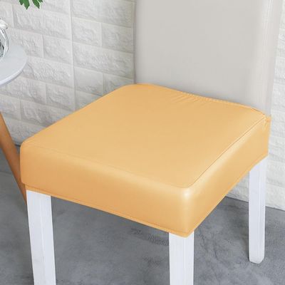 YUURO Waterproof Dining Chair Seat Cover,PU Leather Seat Slipcovers Protect Your Luxury Chair,for Restaurant Wedding Banquet Hotel,Scratch Proof (Yellow,1)
