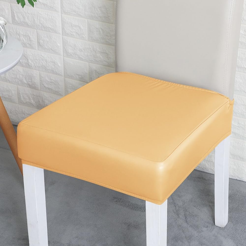 YUURO Waterproof Dining Chair Seat Cover,PU Leather Seat Slipcovers Protect Your Luxury Chair,for Restaurant Wedding Banquet Hotel,Scratch Proof (Yellow,1)
