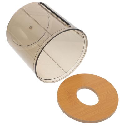 VOSAREA Tissue Box with Drop Lid Wooden Lid Decorative Round Paper Holder Space-Saving Vertical Design