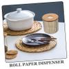 VOSAREA Tissue Box with Drop Lid Wooden Lid Decorative Round Paper Holder Space-Saving Vertical Design view 3