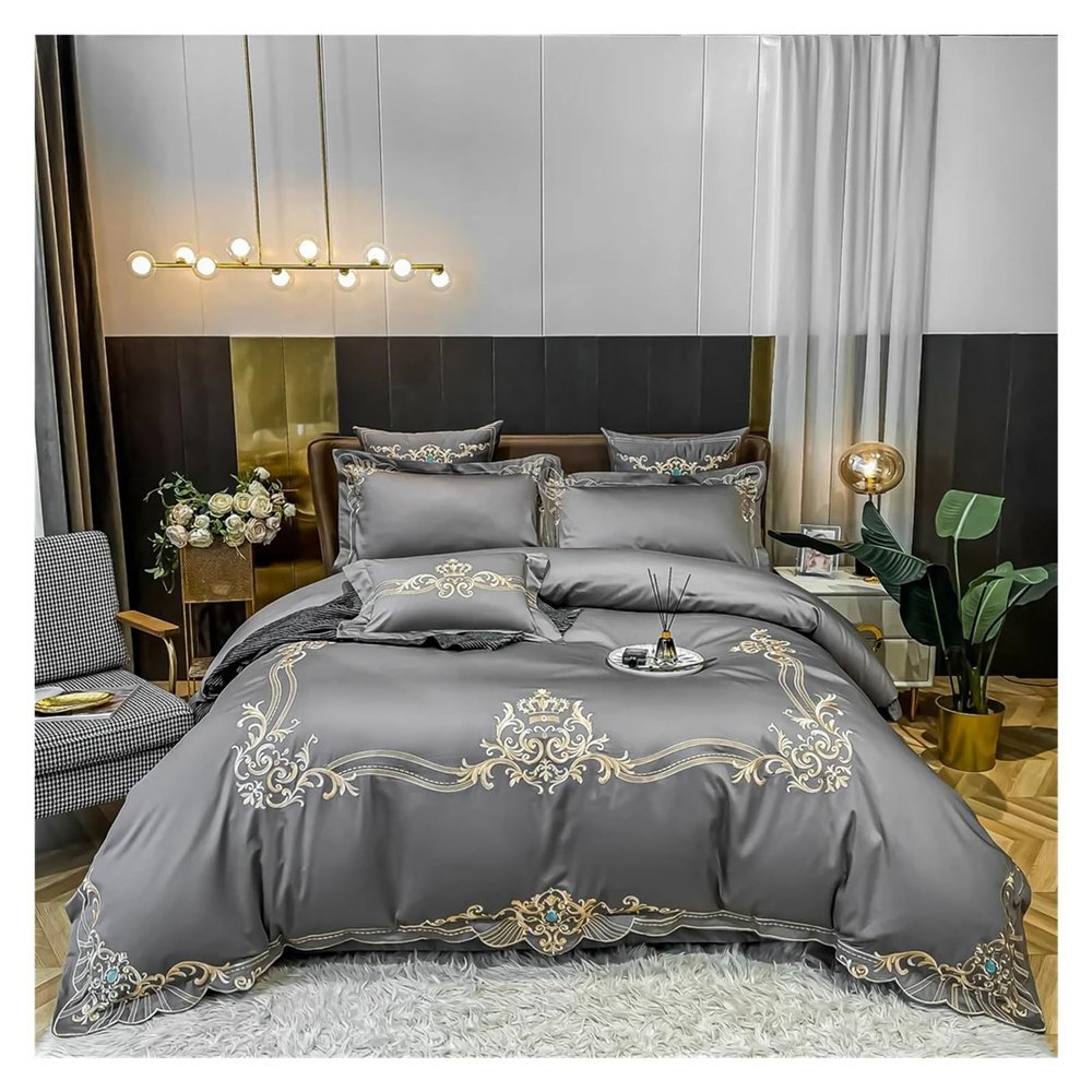 Egyptian Cotton Bedding Set 4pcs King Queen Size Sheet Comforter Cover Pillowcase Bedlinen,Bed