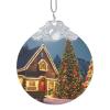 Christmas Carnival Village Print Round Handmade Glass Pendant for Christmas Decorations,Indoor Use and Anniversary Presents view 1