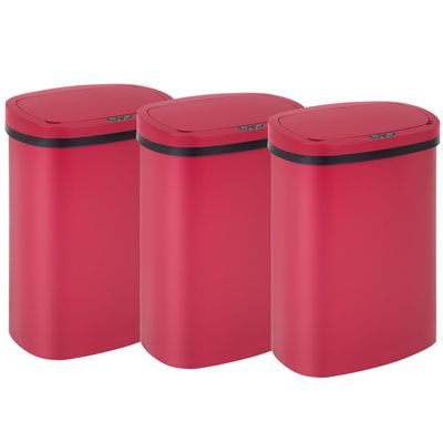 BestOffice Trash Can Broken-Resistant Plastic Touch Free High-Capacity Garbage Can with Lid for Bedroom Bathroom Home Office 49 Liter 13 Gallon Trash Can Automatic Kitchen Trash Can