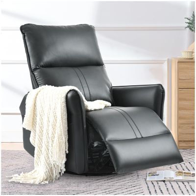 cinkehome Power Recliner Glider, Small Electric Swivel Recliners, Overstuffed Backrest Supportive, USB & Type-C Charge, Side Pocket