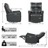 cinkehome Power Recliner Glider, Small Electric Swivel Recliners, Overstuffed Backrest Supportive, USB & Type-C Charge, Side Pocket view 2