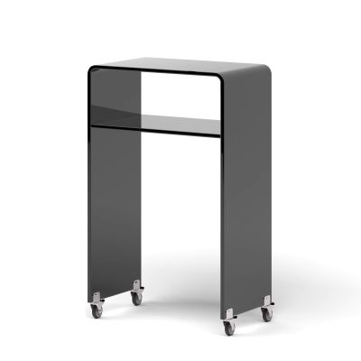 Robot Vacuum Hidden Storage Stand with Wheels, Acrylic Side Table Tall 80cm, Over The Robot Vacuum Cleaner Storage Cabinet for Living Room Home Office(50 * 30 * 78cm)