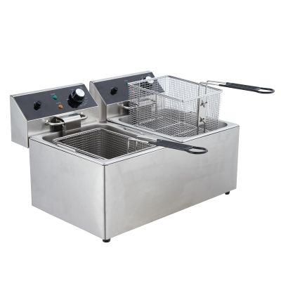 Commercial Deep Fryer, 12L x 2 Dual Tank Stainless Steel Electric Oil Fryers, Countertop Kitchen Frying Machine with Temperature Control, for Kitchen Restaurant Use, 3600W 110V