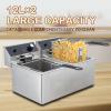 Commercial Deep Fryer, 12L x 2 Dual Tank Stainless Steel Electric Oil Fryers, Countertop Kitchen Frying Machine with Temperature Control, for Kitchen Restaurant Use, 3600W 110V view 4