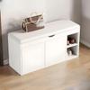 KWOKING Wood Shoe Storage Bench with Cushion Entrance Stool Makeup Stool Wood Shoe Changing Stool Entrance Shoe Cabinet Bench Integrated Shoe Rack White with Door 39" L x 13" W x 17" H view 1