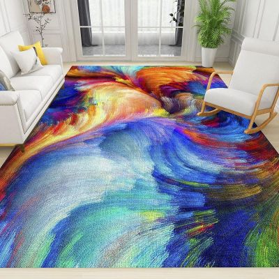 2x4 Runner Rugs Orange Blue Swirl Gradient Graffiti Fit Under Door Rugs for Entryway, Watercolor Retro Light Luxury Kitchen Runner Rug Soft Non Slip Washable for Sink Entryway Hallways Indoor