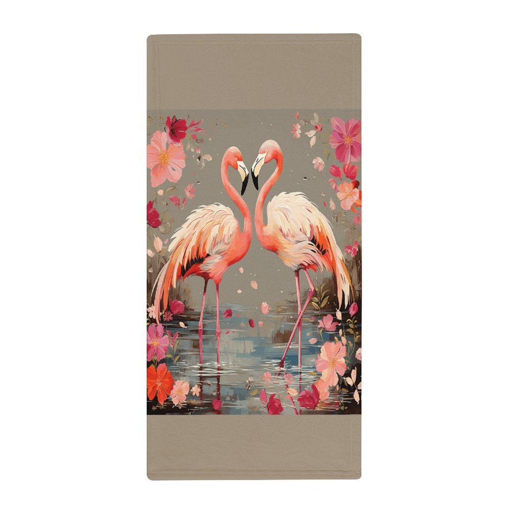 HKMNTGD Kitchen Towels,Towels, Towels for Bathroom,Flamingos and Flowers Printed Soft Coral Fleece Quality Men and Women Bathroom to Wash and Bathe Bath Towels