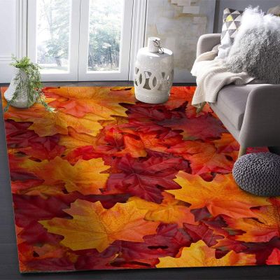 2x3 Area Rugs Natural Scenery Fall Leaves Forest Small Entryway Mats, Thanksgiving Autumn Leaves Red Laundry Room Rug Non Slip Throw Rugs for Front Door Bedroom Bedside