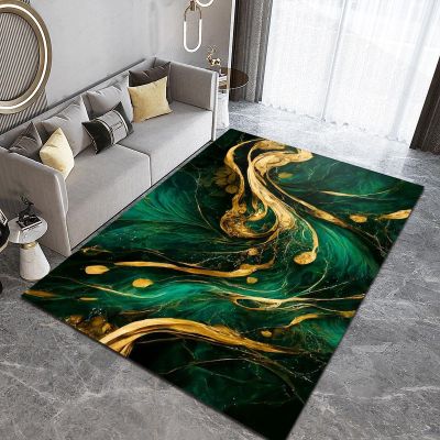 2x3 Area Rugs Emerald Green Gold Marble Small Entryway Mats, Retro Abstract Light Luxury Laundry Room Rug Non Slip Throw Rugs for Front Door Bedroom Bedside
