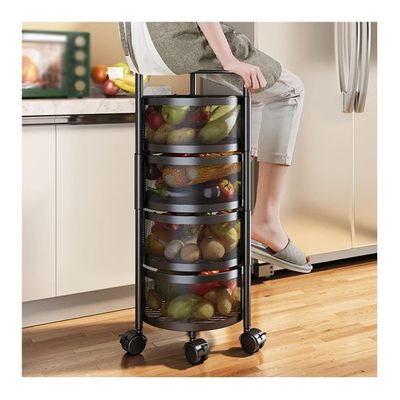CKKNILV Storage Trolley Rolling Cart Utility Cart 360 Rotation Rolling Cart with Wheels Multi-Layer Kitchen Storage Rack Basket Cart Vegetable and Fruit Rack Kitchen Storage Car
