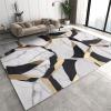 7x10 Large Area Rugs Black and Gold Geometry Area Rugs for Living Room, Modern Marble Modern Rug with Double Sided Carpet Tape for Bedroom Men Room Decor view 1