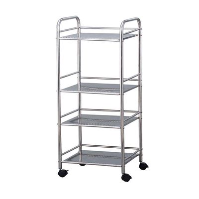 CKKNILV Hand Trucks Kitchen Storage Trolley 4 Tier Cart,Spa Storage Rack,Universal Brake Wheel,15 Kg Load Per Layer,Stainless Steel Trolley