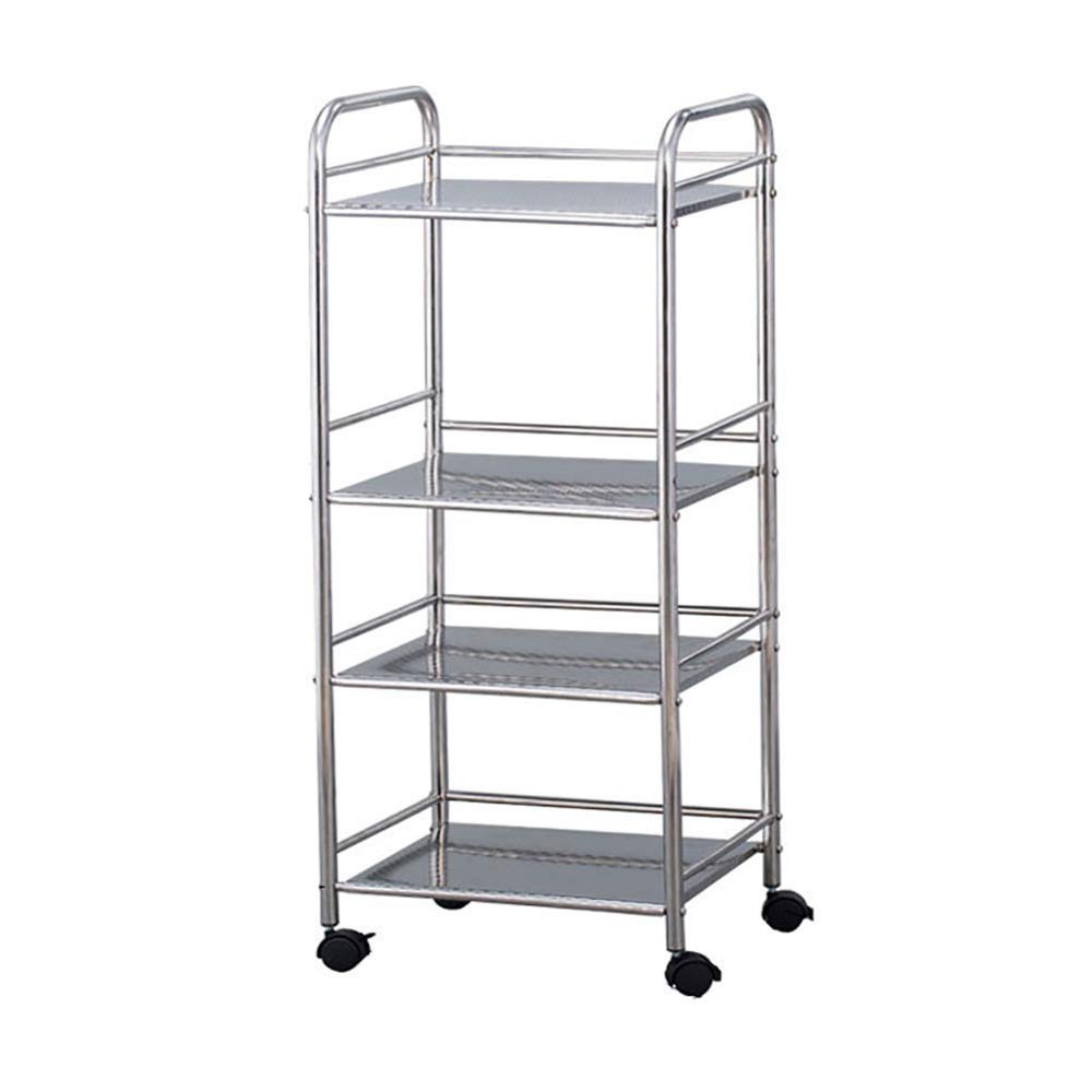 CKKNILV Hand Trucks Kitchen Storage Trolley 4 Tier Cart,Spa Storage Rack,Universal Brake Wheel,15 Kg Load Per Layer,Stainless Steel Trolley